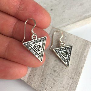 Evil Eye Silver triangle charm Earrings